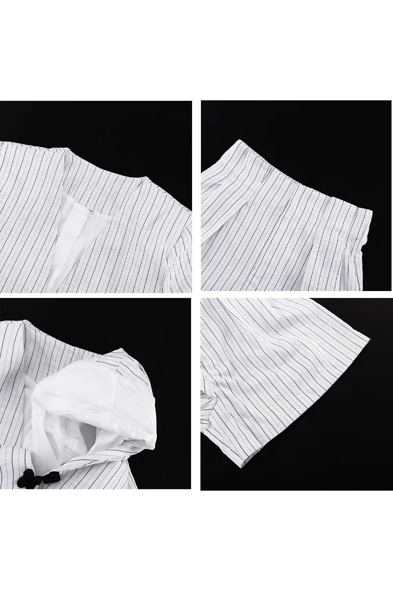 UL0487 Striped Shirt and Shorts Set