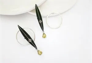 Unique, front-back, detachable jacket earrings with a stone drop