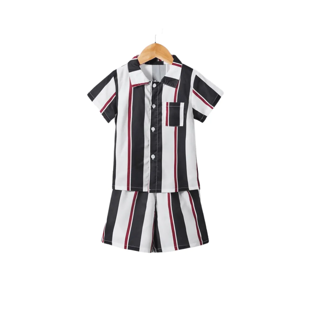 Unisex Toddler Striped Shorts Set