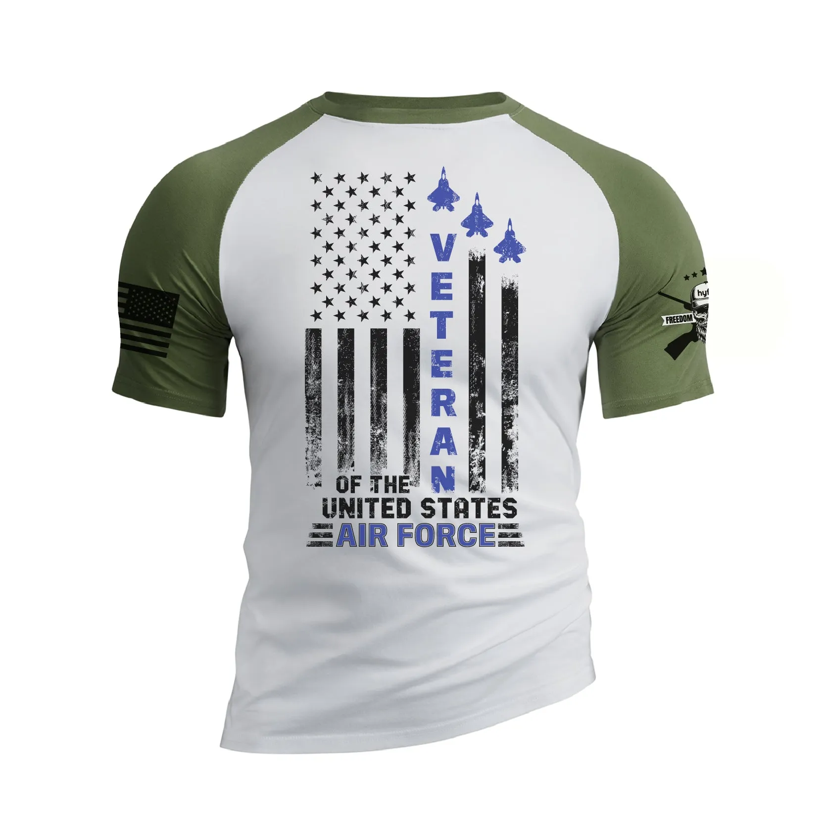 USA FLAG VETERAN OF THE UNITED STATES AIR FORCE RAGLAN GRAPHIC TEE