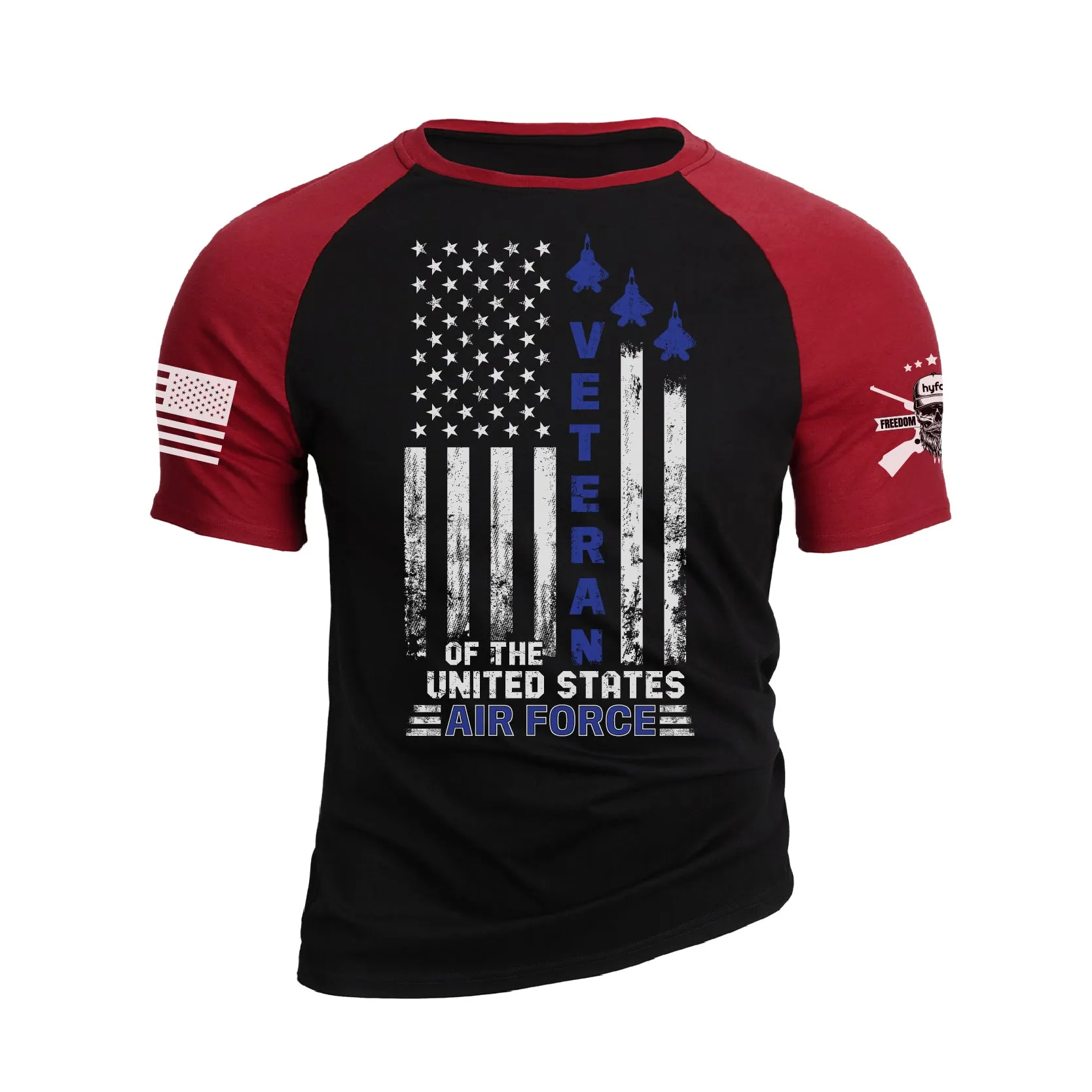 USA FLAG VETERAN OF THE UNITED STATES AIR FORCE RAGLAN GRAPHIC TEE