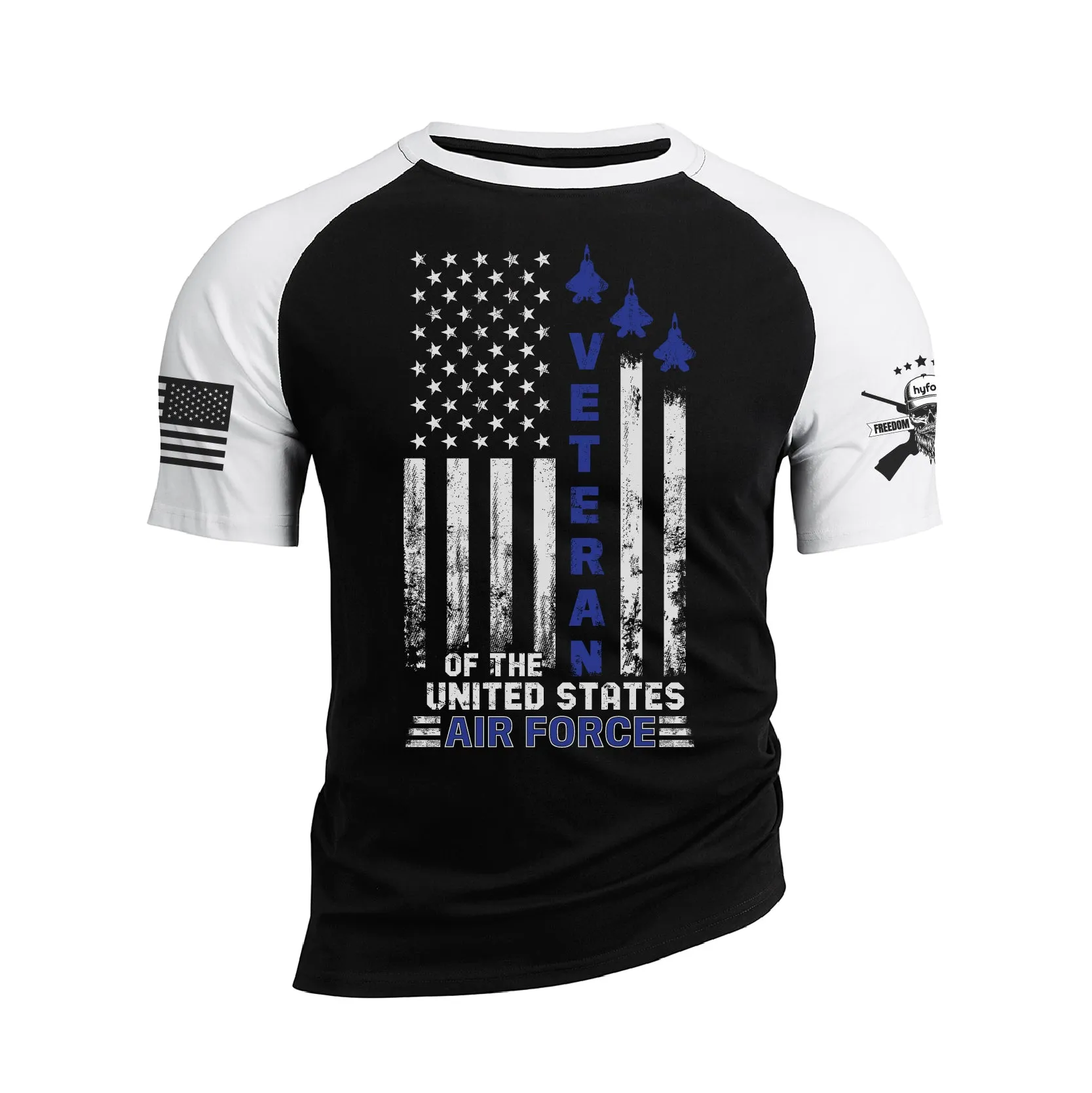 USA FLAG VETERAN OF THE UNITED STATES AIR FORCE RAGLAN GRAPHIC TEE