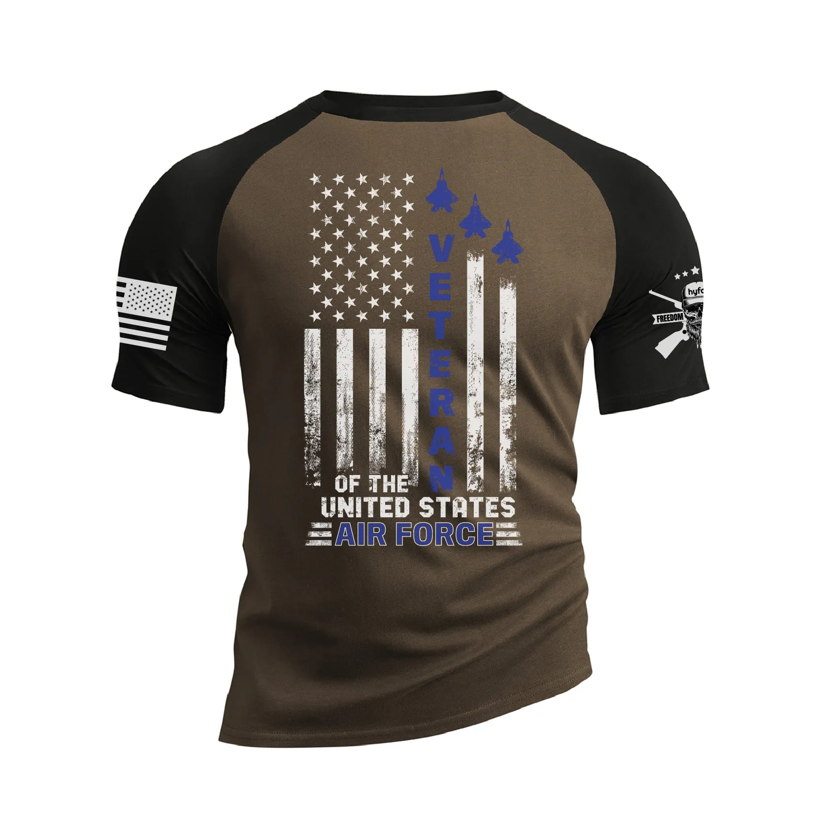USA FLAG VETERAN OF THE UNITED STATES AIR FORCE RAGLAN GRAPHIC TEE
