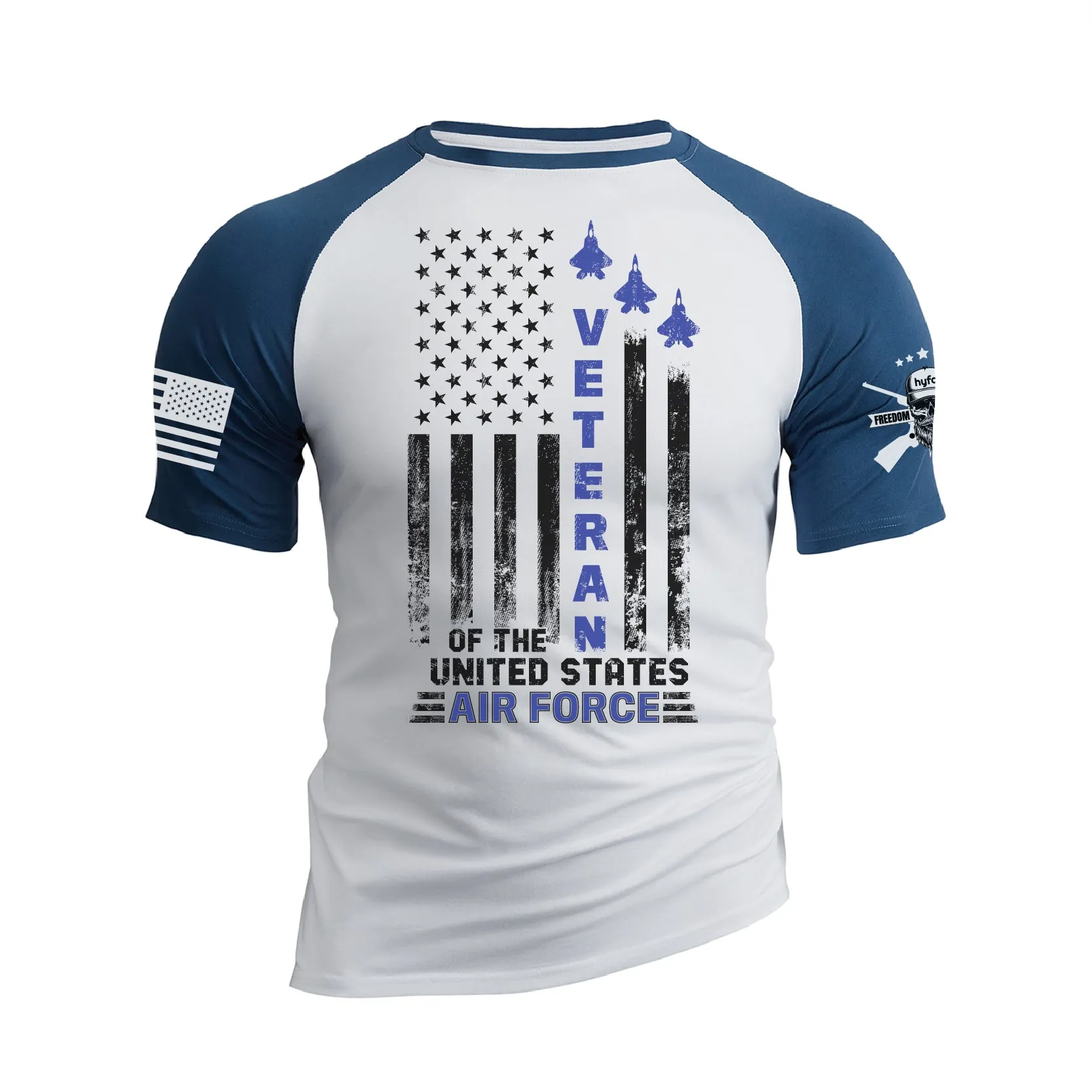 USA FLAG VETERAN OF THE UNITED STATES AIR FORCE RAGLAN GRAPHIC TEE