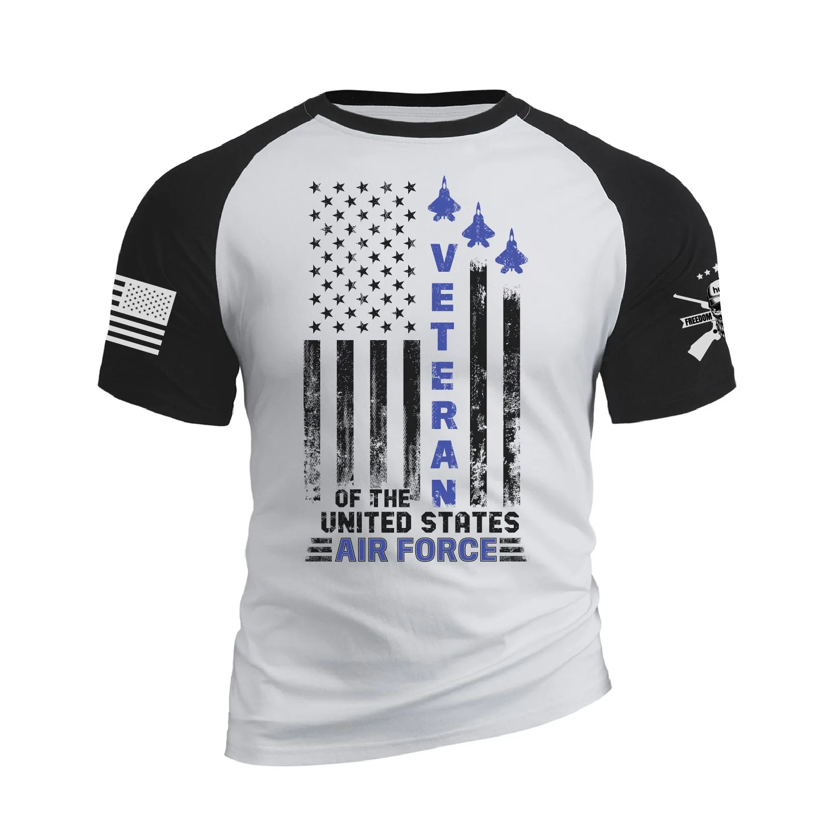 USA FLAG VETERAN OF THE UNITED STATES AIR FORCE RAGLAN GRAPHIC TEE