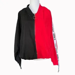 V-made Bomber Style Windbreaker Black Red Jacket Medium