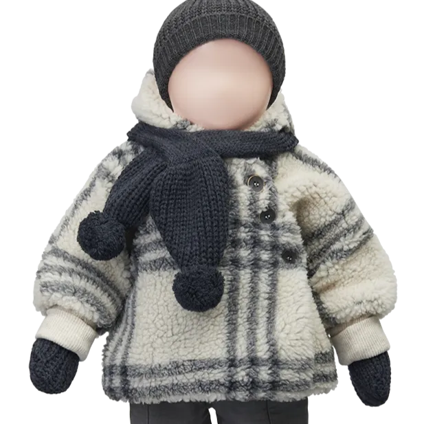 Valenti Checked Teddy Hooded Jacket (Oatmeal)