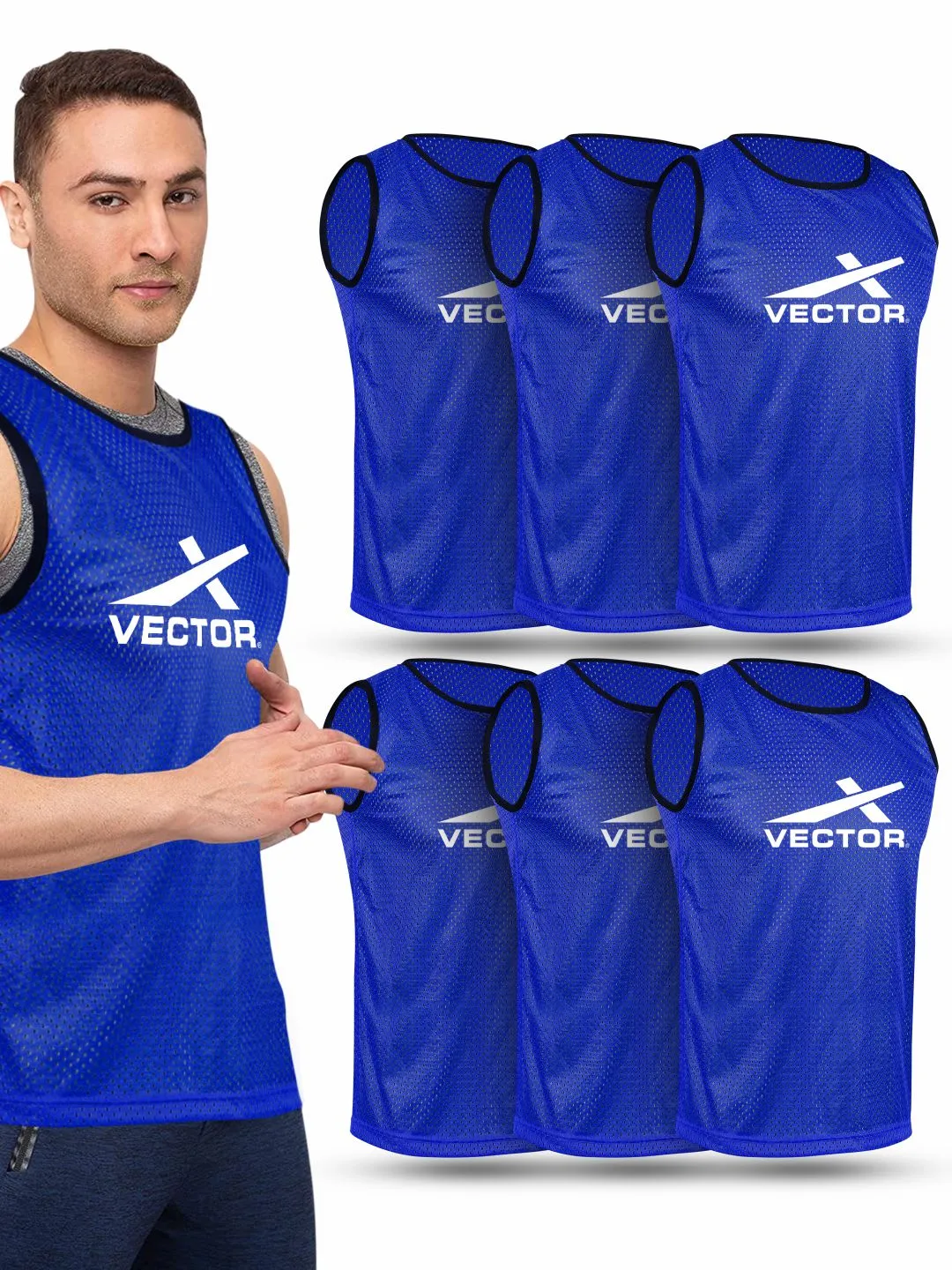 VECTOR X Football, Hockey Bib (Blue)-Pack of 6
