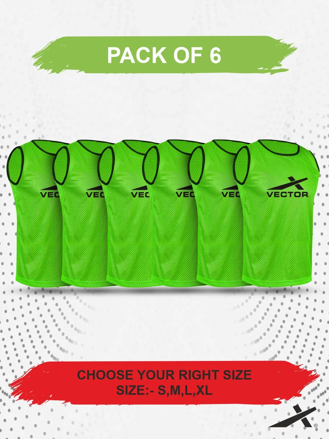 VECTOR X Football, Hockey Bib (Green)-Pack of 6