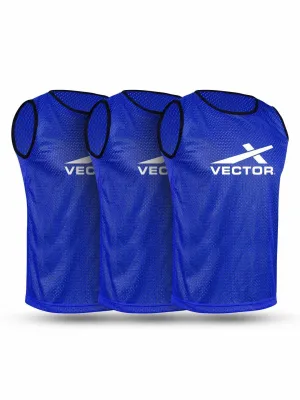 Vector X Training Bibs for Football Soccer Basketball Volleyball for Track and Field Play (BLUE)-Pack of 3