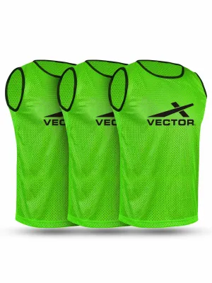 Vector X Training Bibs for Football Soccer Basketball Volleyball for Track and Field Play (GREEN)-Pack of 3