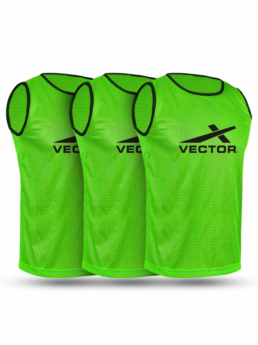 Vector X Training Bibs for Football Soccer Basketball Volleyball for Track and Field Play (GREEN)-Pack of 3