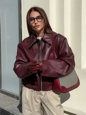 Velvoro | Stylish Red Leather Jacket– Bold Moto Biker Style Outerwear for Street Fashion, Casual Looks & Night Out
