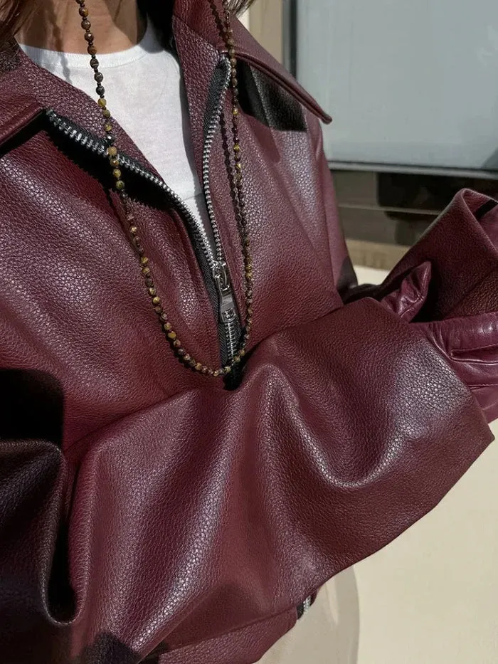 Velvoro | Stylish Red Leather Jacket– Bold Moto Biker Style Outerwear for Street Fashion, Casual Looks & Night Out