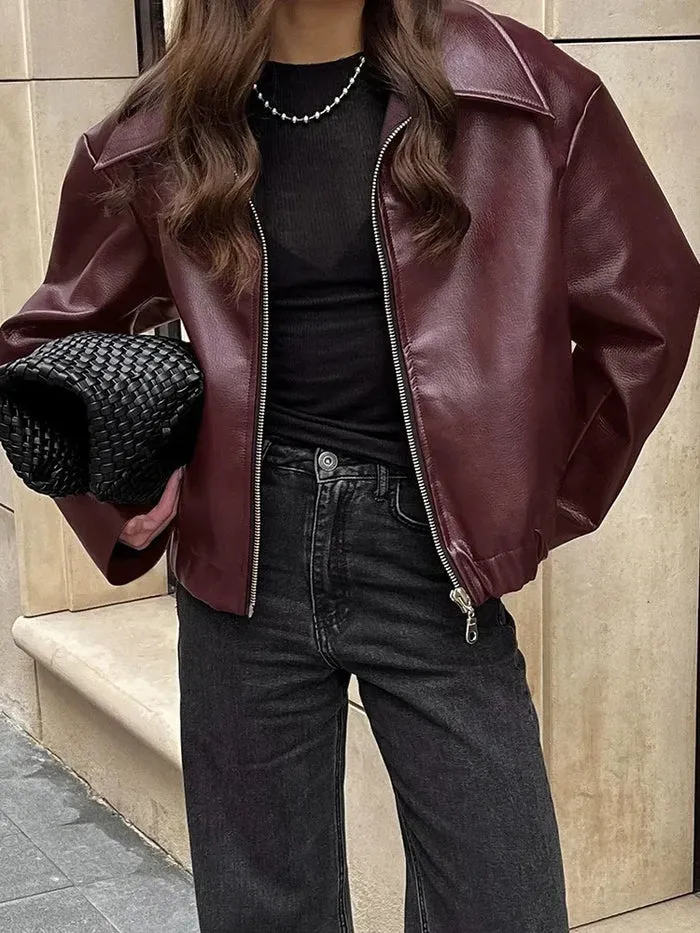 Velvoro | Stylish Red Leather Jacket– Bold Moto Biker Style Outerwear for Street Fashion, Casual Looks & Night Out