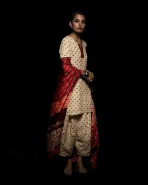 Viam   I   Ivory Ikat Hand Printed Pants