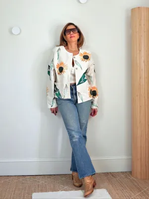 Vintage 80's Painted Sunflower Jacket