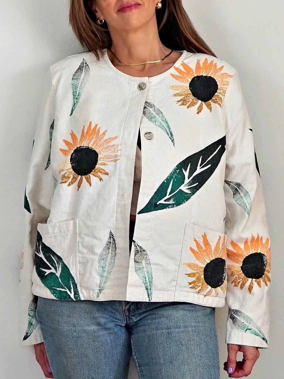 Vintage 80's Painted Sunflower Jacket