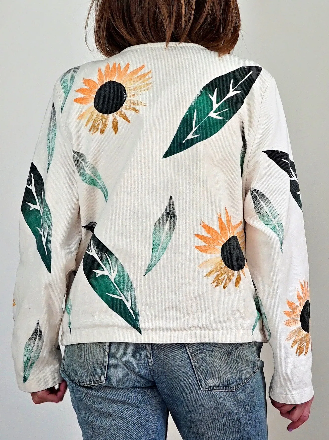 Vintage 80's Painted Sunflower Jacket