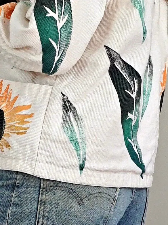 Vintage 80's Painted Sunflower Jacket