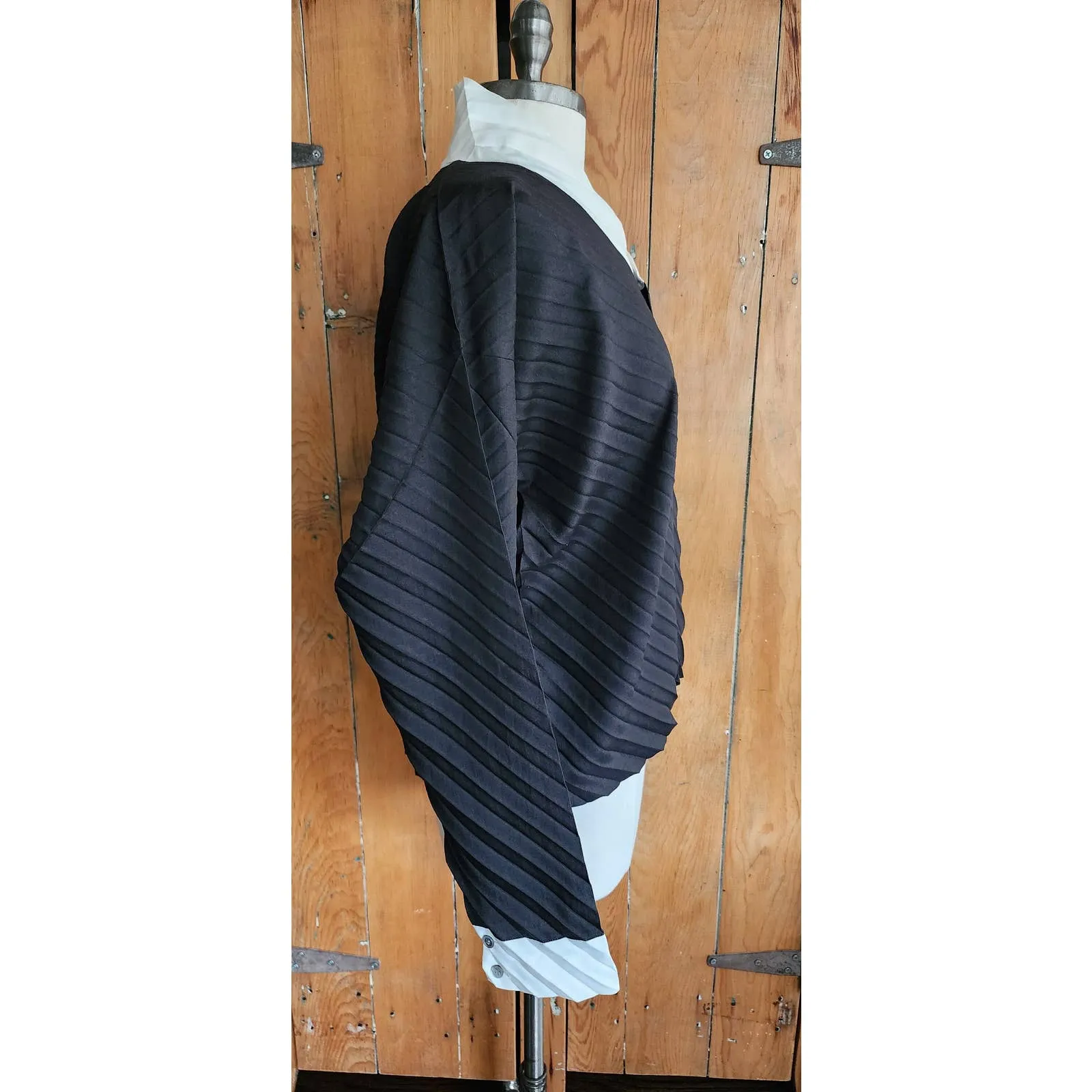 Vintage 90s Issey Miyake Blouse Jacket Pleated Black White