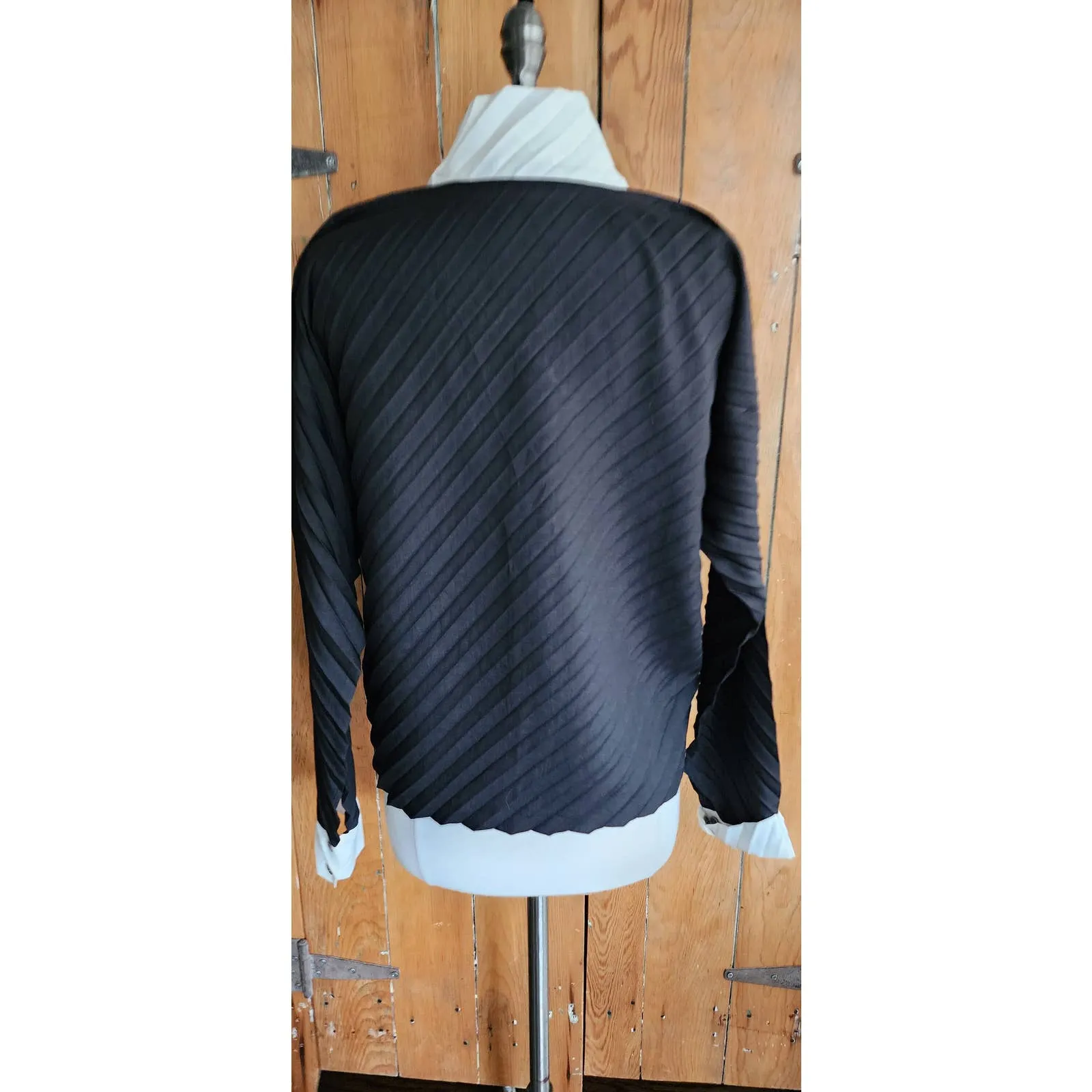 Vintage 90s Issey Miyake Blouse Jacket Pleated Black White