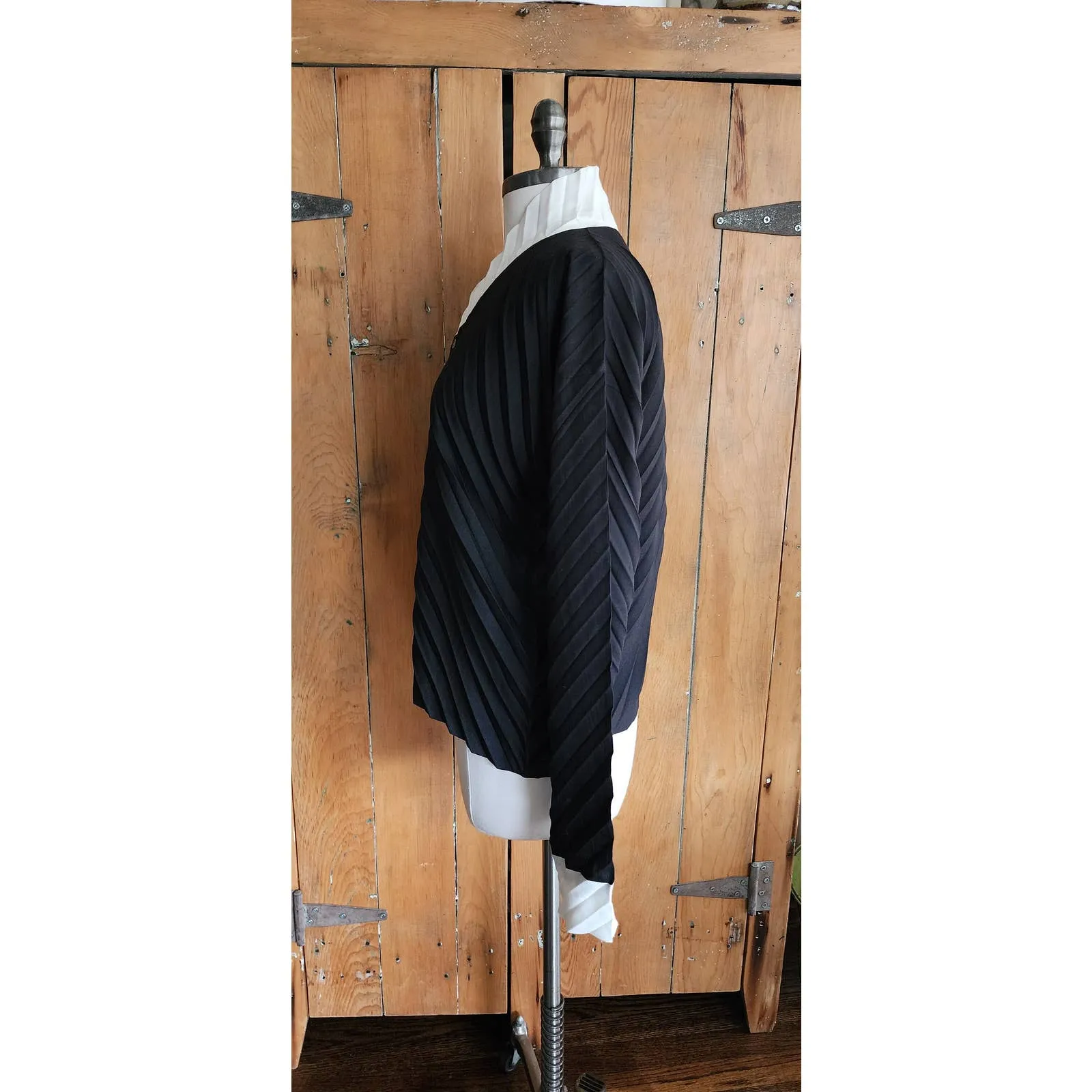 Vintage 90s Issey Miyake Blouse Jacket Pleated Black White
