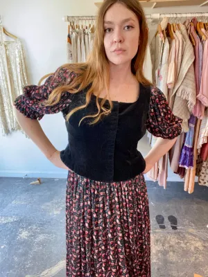 Vintage Laura Ashley Black Velvet Corset Vest