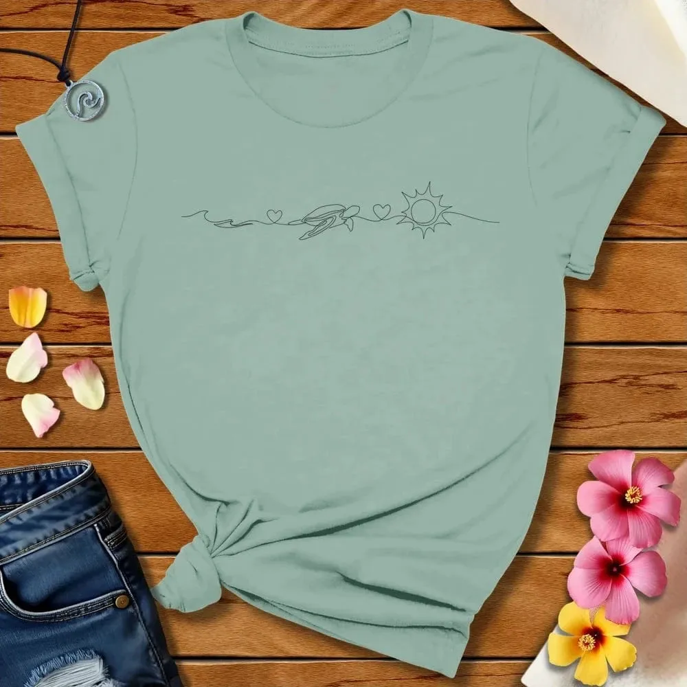 Wave Turtle Sun Line Tee