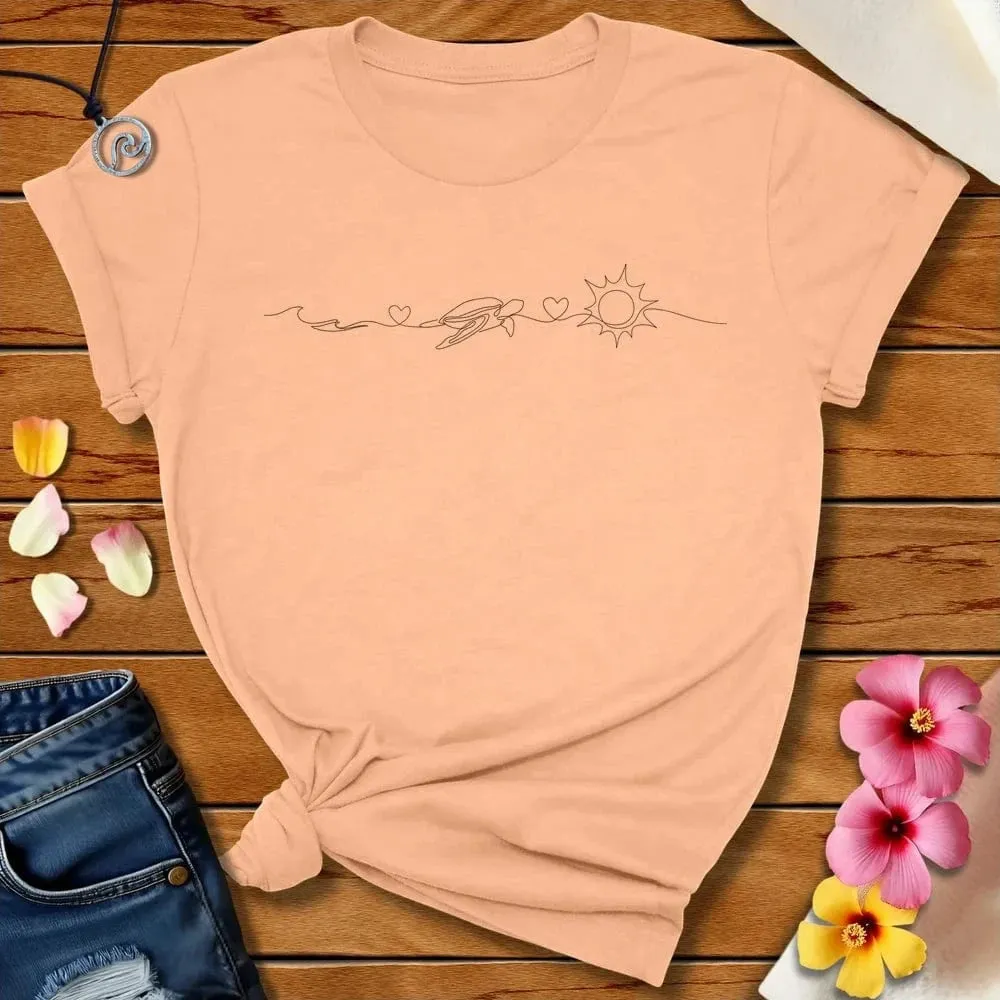 Wave Turtle Sun Line Tee