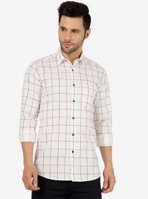 White Checked Slim Fit Casual Shirt | JadeBlue