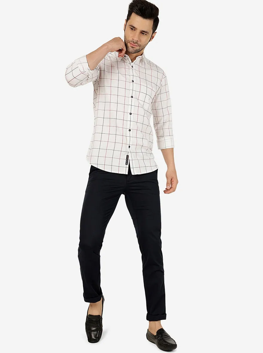 White Checked Slim Fit Casual Shirt | JadeBlue