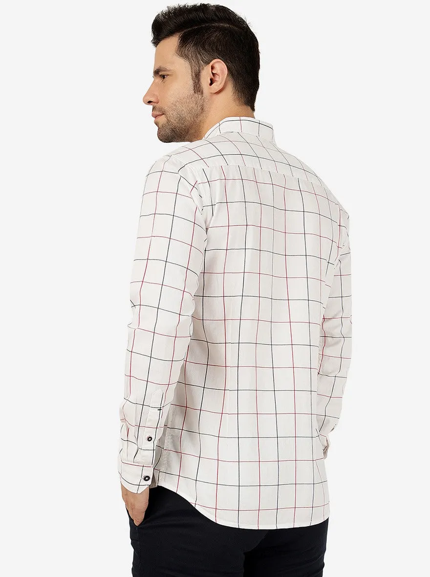 White Checked Slim Fit Casual Shirt | JadeBlue