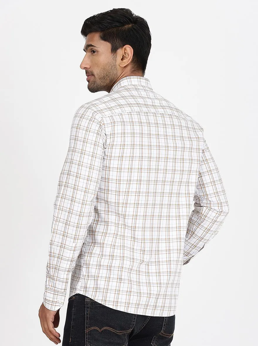 White Checked Slim Fit Semi Casual Shirt | JadeBlue
