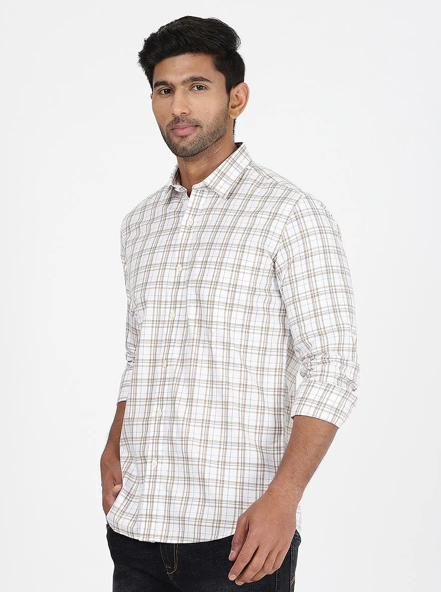 White Checked Slim Fit Semi Casual Shirt | JadeBlue