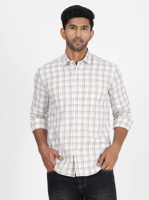 White Checked Slim Fit Semi Casual Shirt | JadeBlue