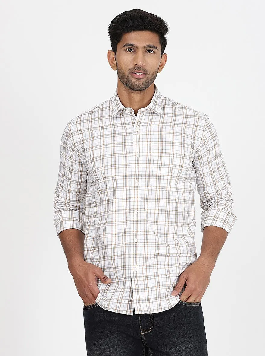 White Checked Slim Fit Semi Casual Shirt | JadeBlue