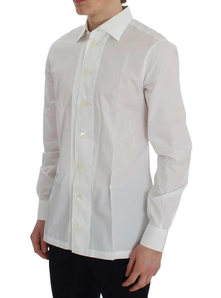 White Cotton Slim Fit Formal Shirt