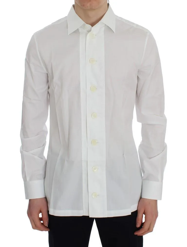 White Cotton Slim Fit Formal Shirt