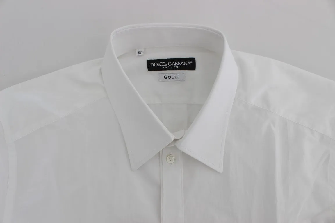 White Cotton Slim GOLD Formal Shirt