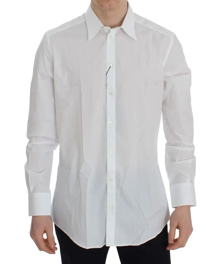 White Cotton Slim GOLD Formal Shirt