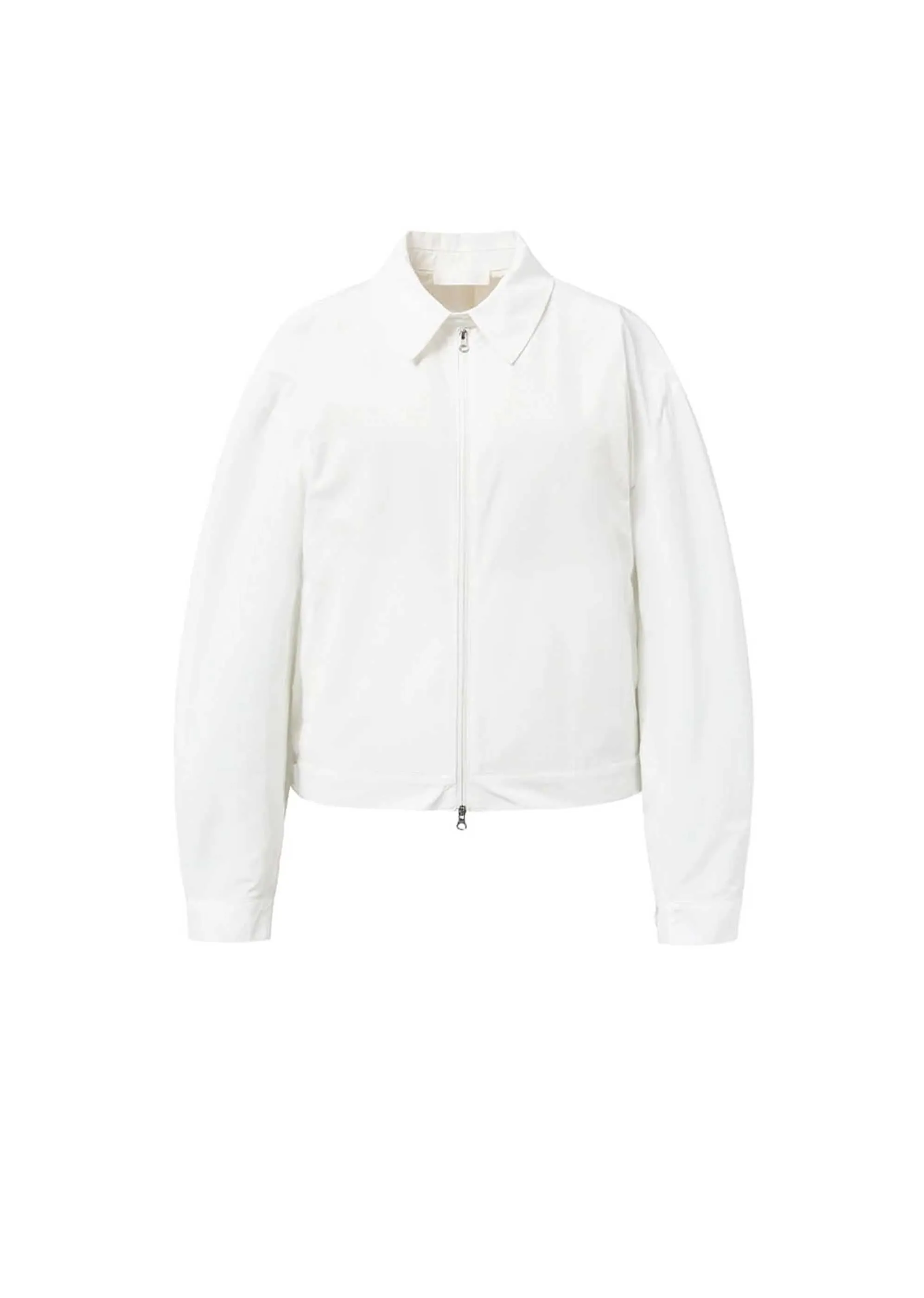 White Cropped Zip-Up Jumper
