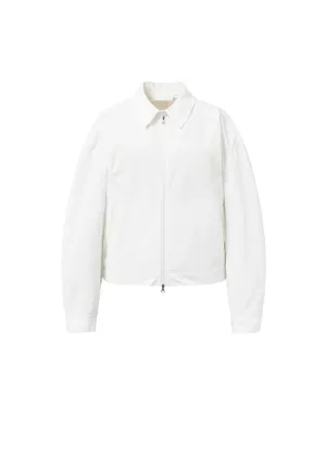 White Cropped Zip-Up Jumper