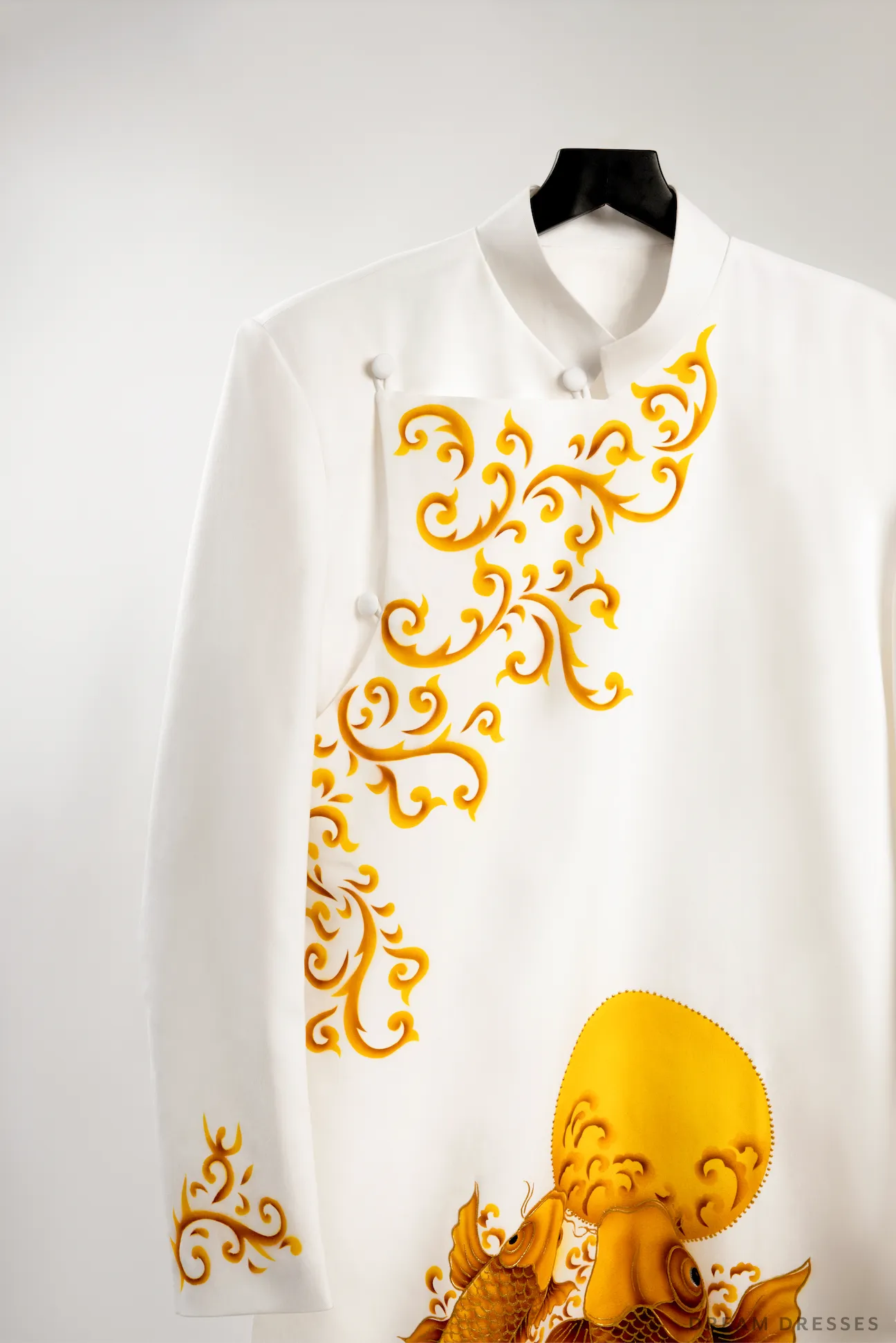 White Groom Ao Dai Jacket | Hand-Painted Vietnamese Ao Dai (#Zhen)
