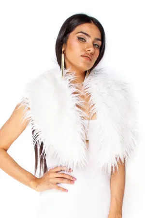 White Mongolian Faux Fur Stole
