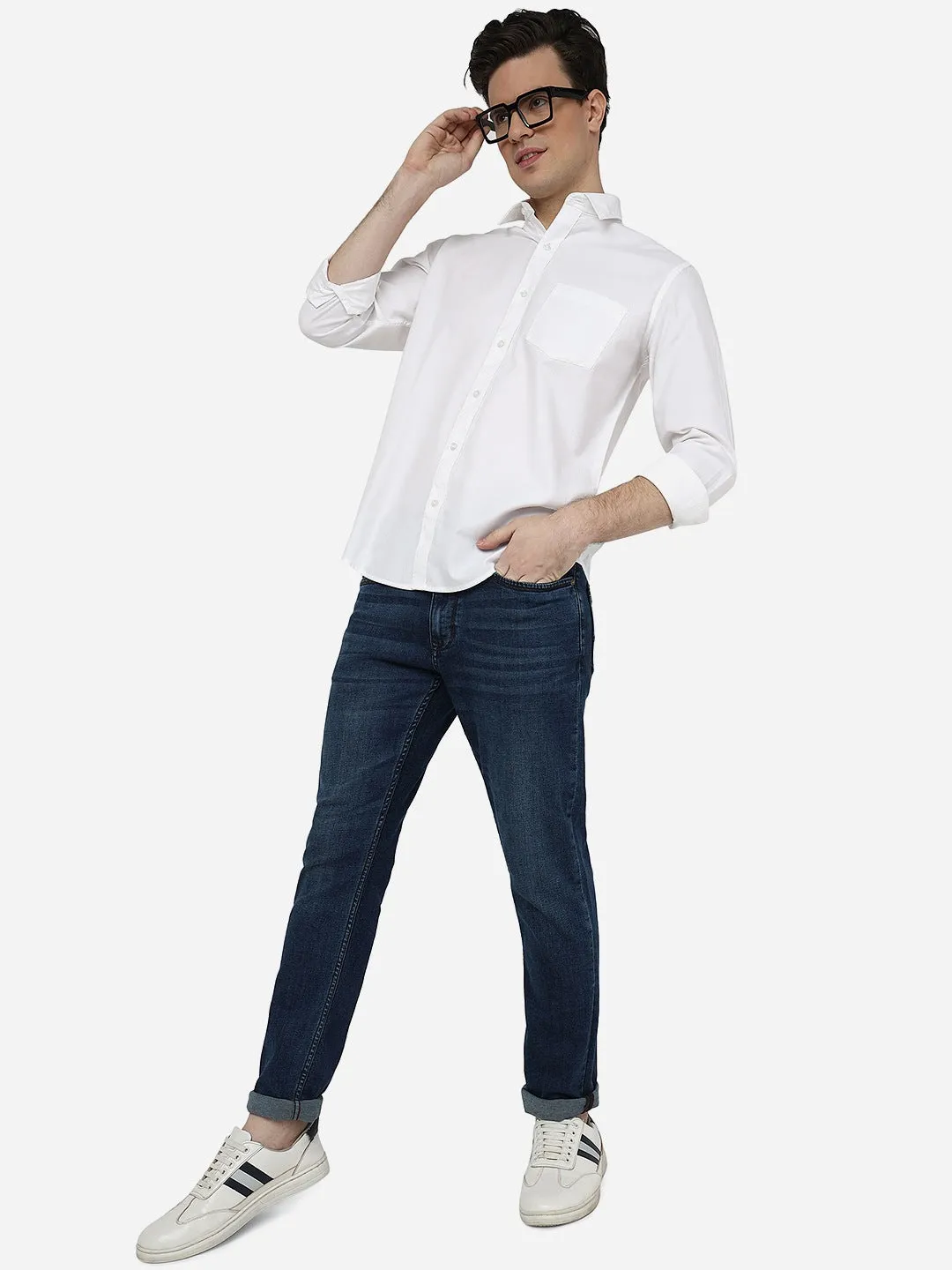 White Solid Smart Fit Semi Casual Shirt | Greenfibre