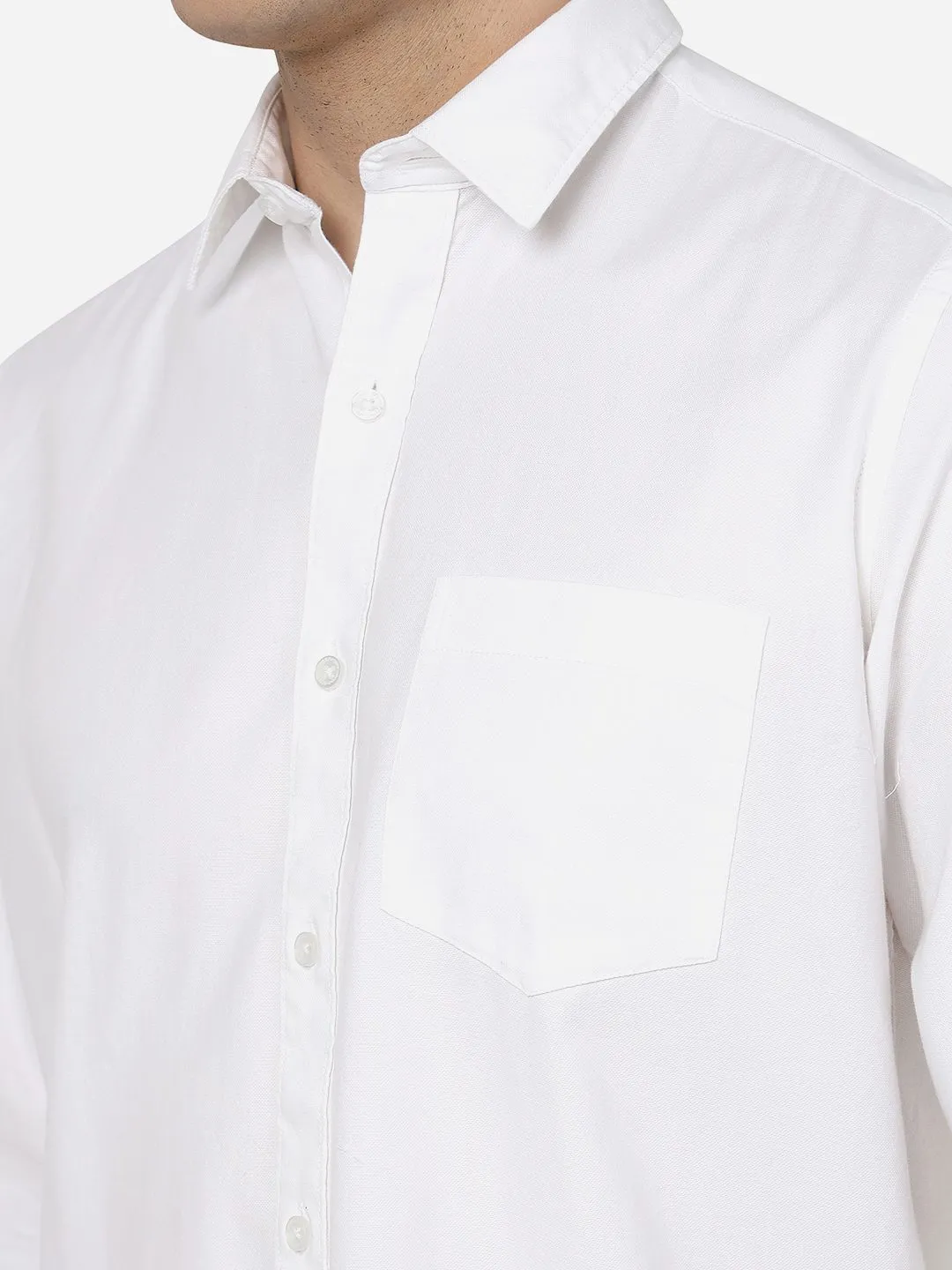 White Solid Smart Fit Semi Casual Shirt | Greenfibre