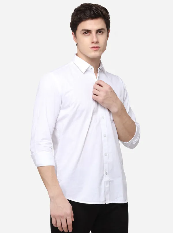 White Tailored Fit Solid Casual Shirt | JadeBlue