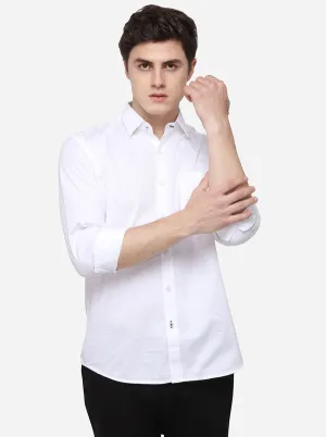 White Tailored Fit Solid Casual Shirt | JadeBlue