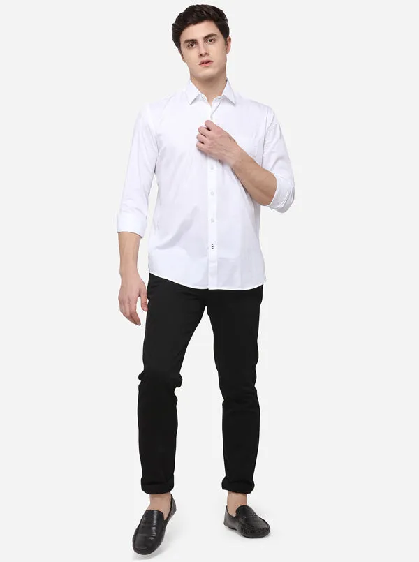 White Tailored Fit Solid Casual Shirt | JadeBlue